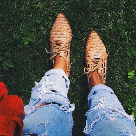 Free People Shoes - Blush Woven Lace Up Boyfriend Oxford